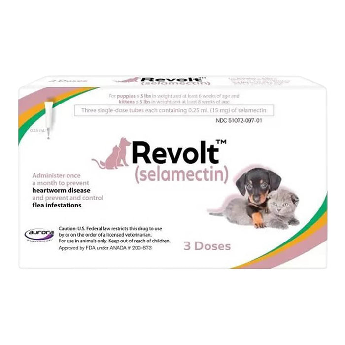 Rx Revolt (Selamectin) for Cat/Dog, 0-5 lbs, 3 pk