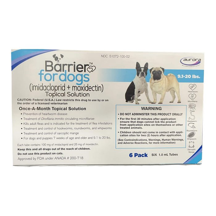 Rx Barrier Topical Solution for Dogs Size 9.1-20lbs