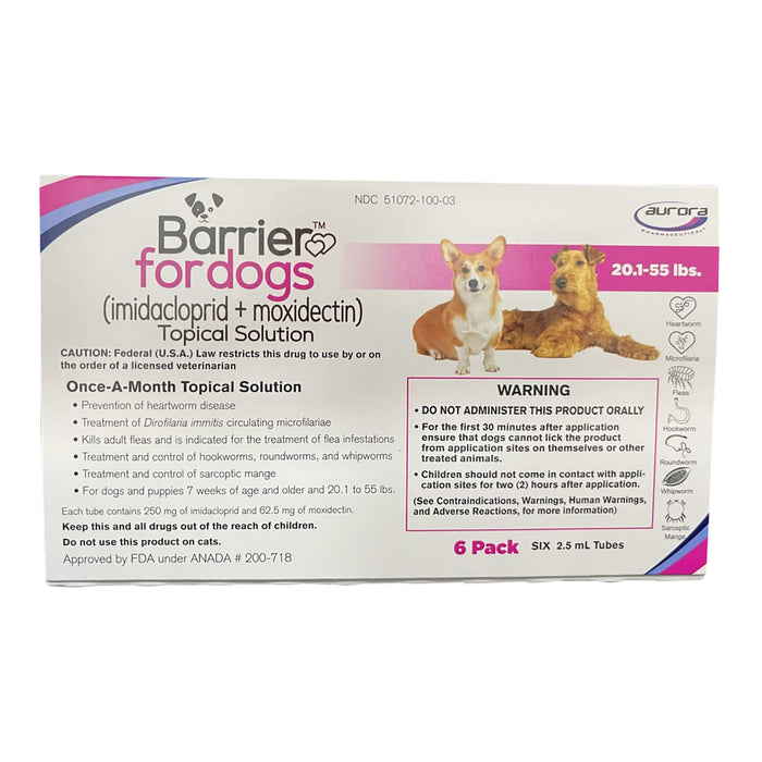 Rx Barrier Topical Solution for Dogs Size 20.1-55lbs