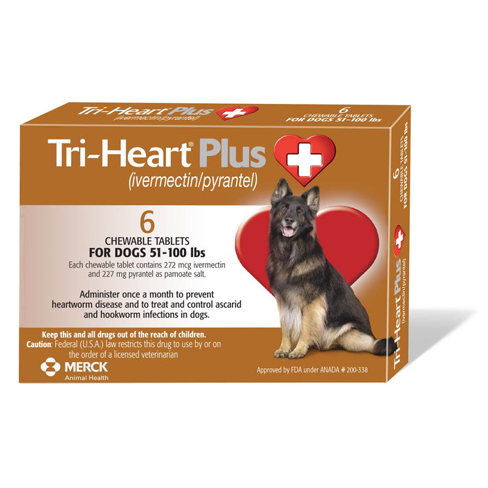Rx Tri-Heart Plus Chewable Tablets for Dogs, 6 count