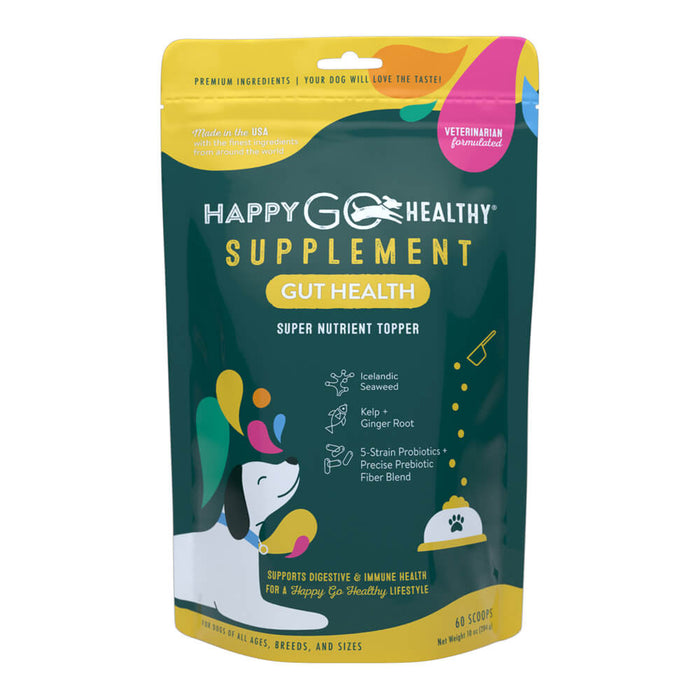 Happy Go Healthy  Gut Health  Standard  10 oz  60 scoops Color Seaweed-Green and Yellow