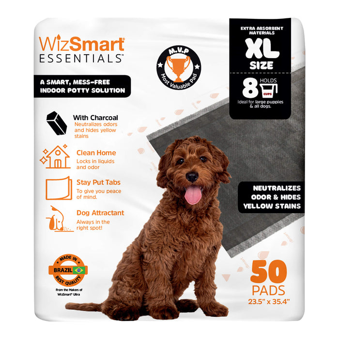 WizSmart Essentials Pads, XL, w/Charcoal, 50ct Size XLarge