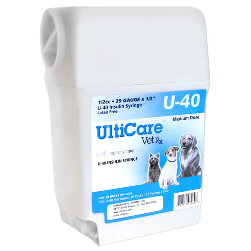 UltiCare U-40 Insulin Syringes with Sharps Container, ½cc, 29ga x ½', 100 ct - 1/2 cc