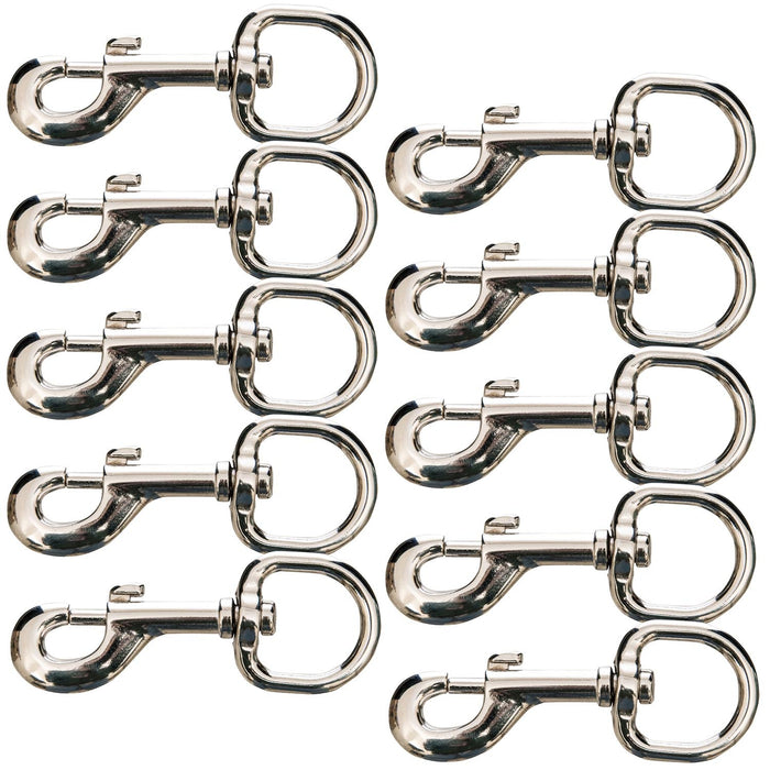 Round Eye Nickel-Plated Bolt Snap, 1' x 3 7/8', 10 pk - 