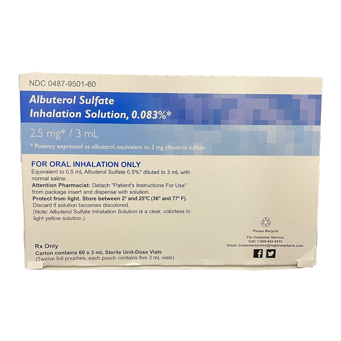 Rx Albuterol Inhalation Solution, 0.083%, 3ml