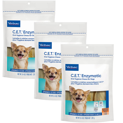 C.E.T. Enzymatic Oral Chews-Dogs <11 lbs 30Ct 3PK - Silver