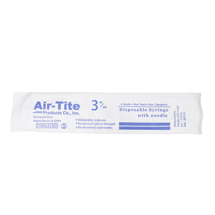 Air-Tite Syringes with Needles  3cc-22g x 3/4' LS - Clear 3cc LS with 22 g x 3/4' 