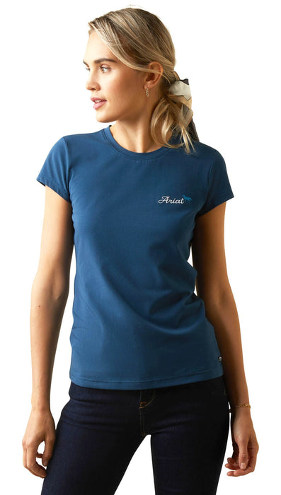 Ariat Women's Logo Script T-Shirt, Deep Petroleum - XXLarge  