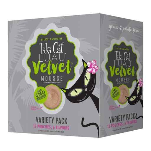 Tiki Cat Luau Velvet Mousse Wet Cat Food, Variety Pack, 2.8 oz. Pouch, 12 Count Size 2.8oz