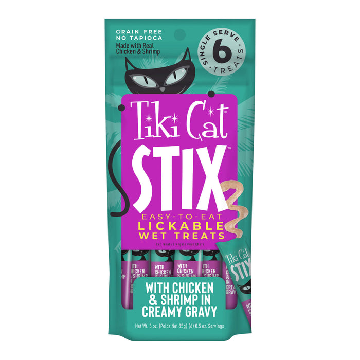 Tiki Cat Stix Wet Cat Treats, Chicken & Shrimp, 3 oz. Pouch, 12 Count Size 3oz