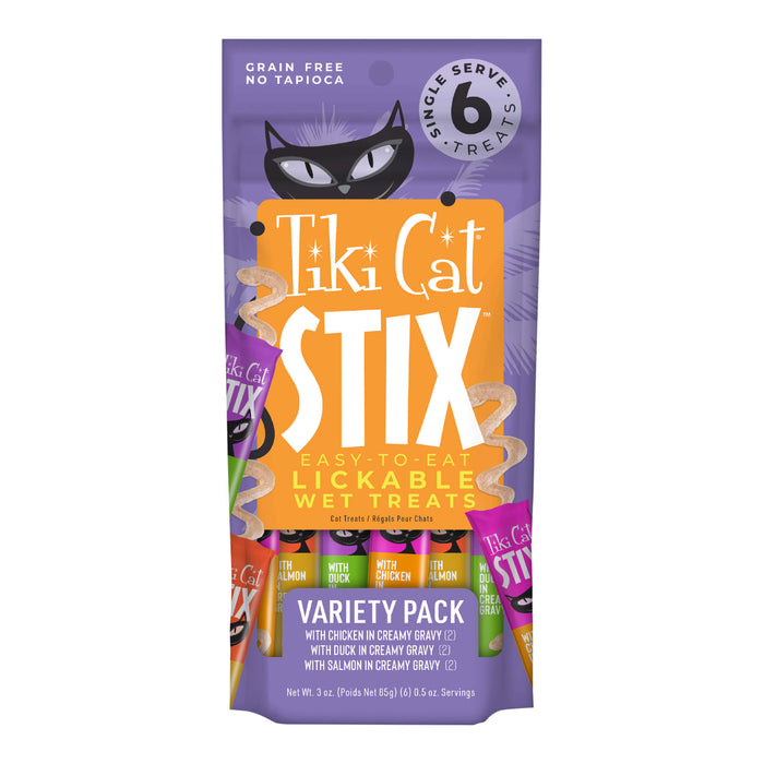 Tiki Cat Stix Wet Cat Treats, Variety Pack, 3 oz. Pouch, 12 Count Size 3oz