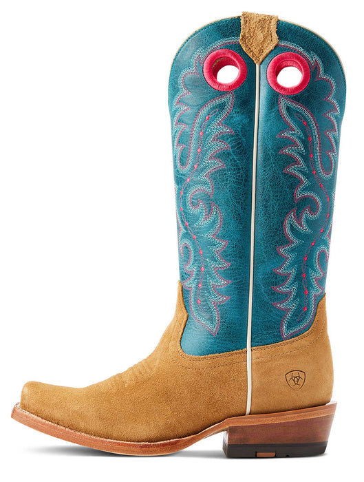 Ariat Women's Futurity Boon Western Boot - Buckskin Roughout/Turquoise 6 