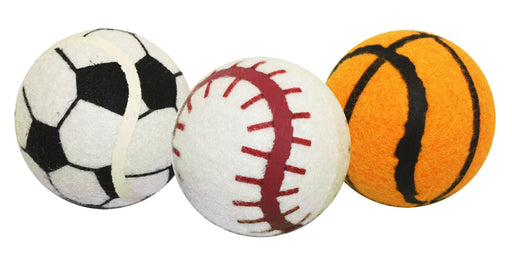 3 - pk Tennis Sports Balls, 2.5', Assorted - Jeffers - Dog Supplies > Dog Toys