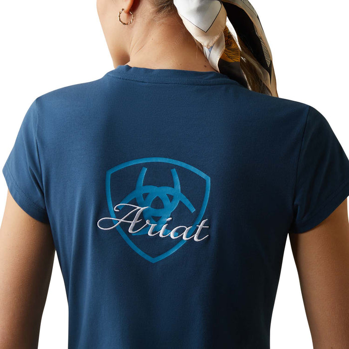 Ariat Women's Logo Script T-Shirt, Deep Petroleum - XLarge  