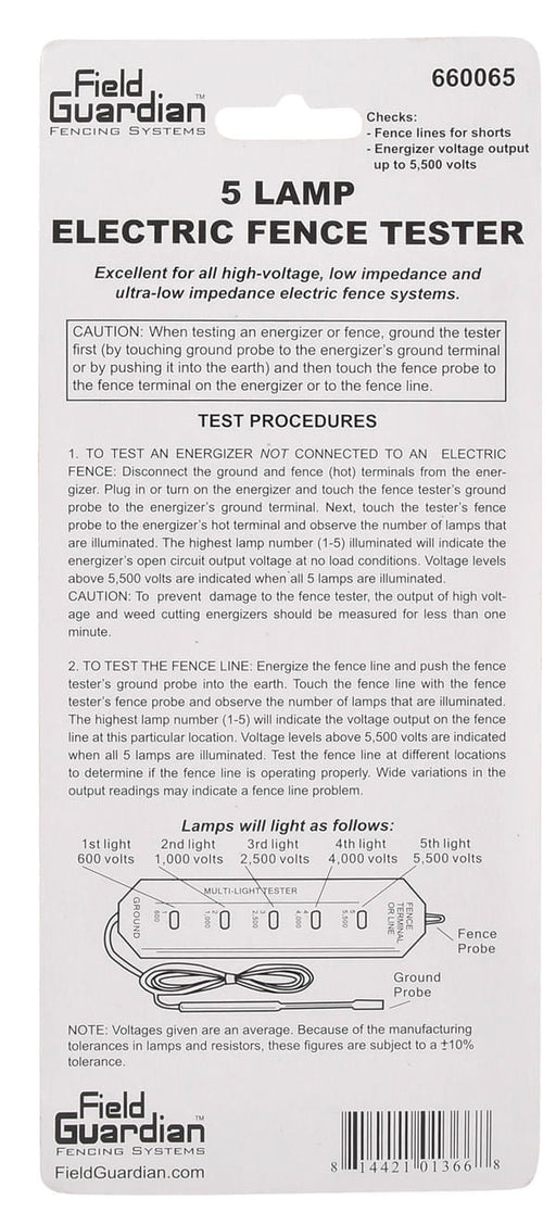 5 Lamp Electric Fence Tester - Jeffers - Farm & Ranch Supplies > Fencing & Barriers