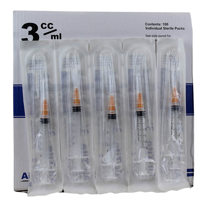 Air-Tite Syringes w/Needles  3cc LS x 25 g x 5/8' - 3cc LS x 25 g x 5/8'  