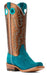 Ariat Women's Futurity Boon Western Boot - Turquoise Roughout/Gold 8 