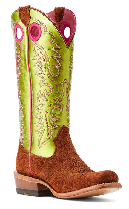 Ariat Women's Futurity Boon Western Boot - Cognac Brown Roughout /Lime 6.5 