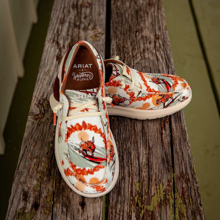 Ariat Women's Hilo Western Aloha Shoes - Surfing Longhorn Print 7 