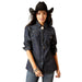 Ariat Womens Farriday Denim Longsleeve Shirt Color Blue