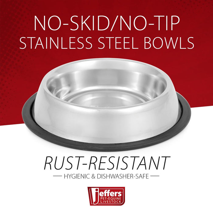 Jeffers No-Skid/No-Tip Stainless Steel Pet Bowls