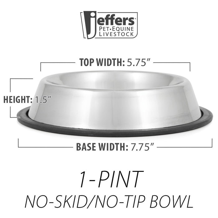 Jeffers No-Skid/No-Tip Stainless Steel Pet Bowls