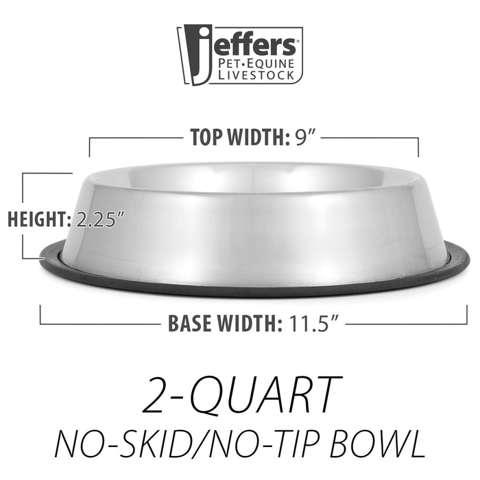 Jeffers No-Skid/No-Tip Stainless Steel Pet Bowls