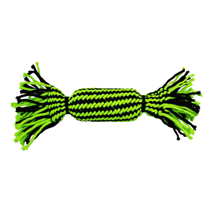 Knot-n-Chew Small/Medium Tube Squeaker Color Green/Black