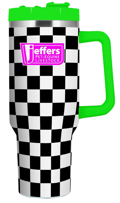 Jeffers Expression 40 oz Stainless Steel Lidded Tumbler w/ Handle (straw included)