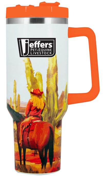 Jeffers Expression 40 oz Stainless Steel Lidded Tumbler w/ Handle (straw included)