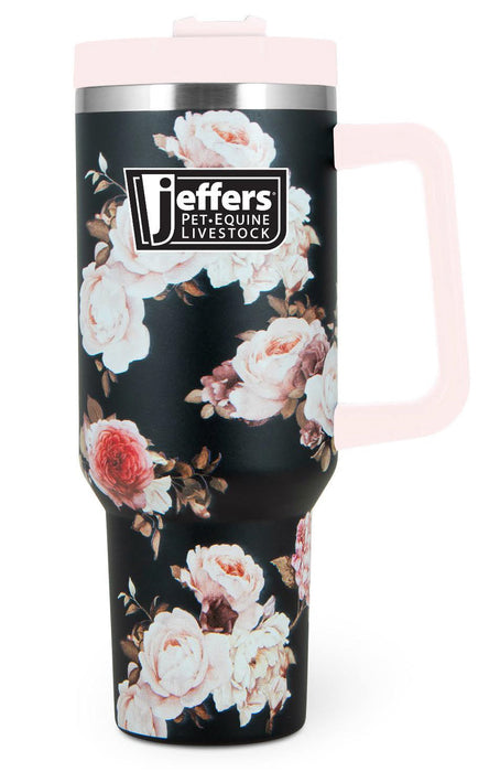 Jeffers Expression 40 oz Stainless Steel Lidded Tumbler w/ Handle (straw included)