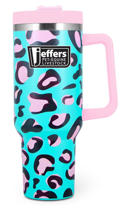 Jeffers Expression 40 oz Stainless Steel Lidded Tumbler w/ Handle (straw included)