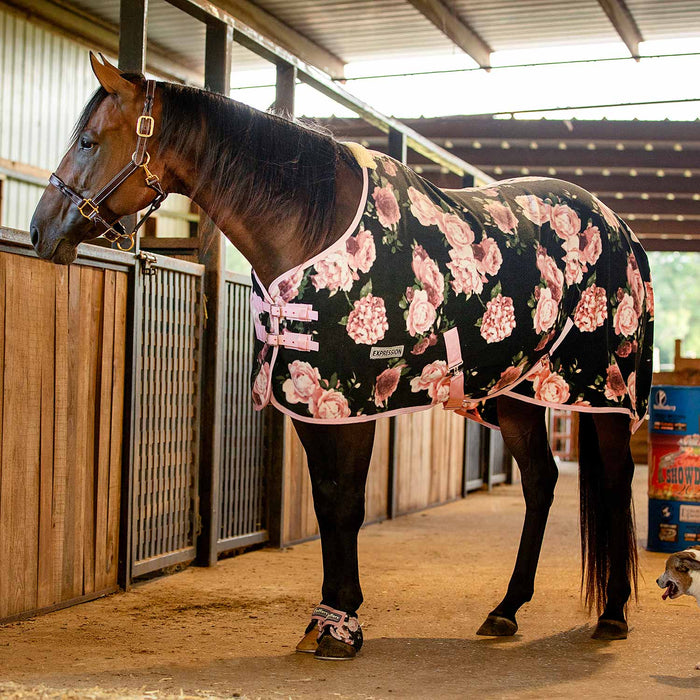 Jeffers Expression Standard Neck Fleece Horse Cooler, Rose Garden