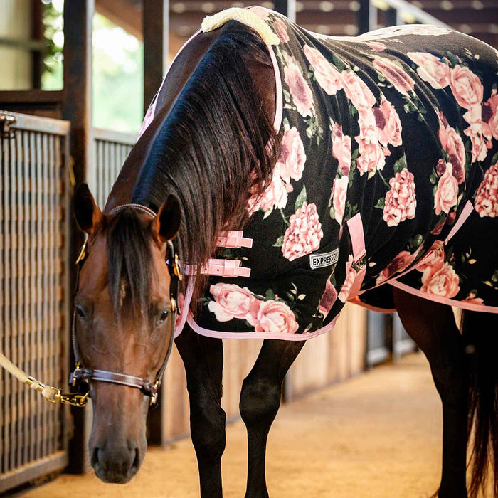 Jeffers Expression Standard Neck Fleece Horse Cooler, Rose Garden