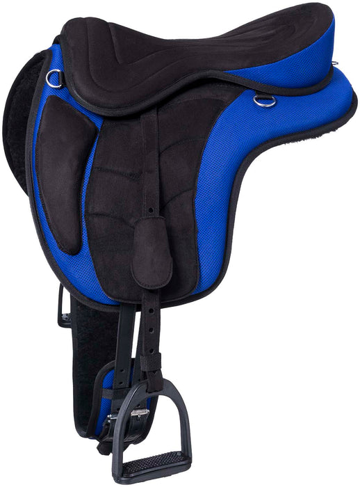 Tough 1 Treeless Endurance Saddle - Black/Blue Medium 