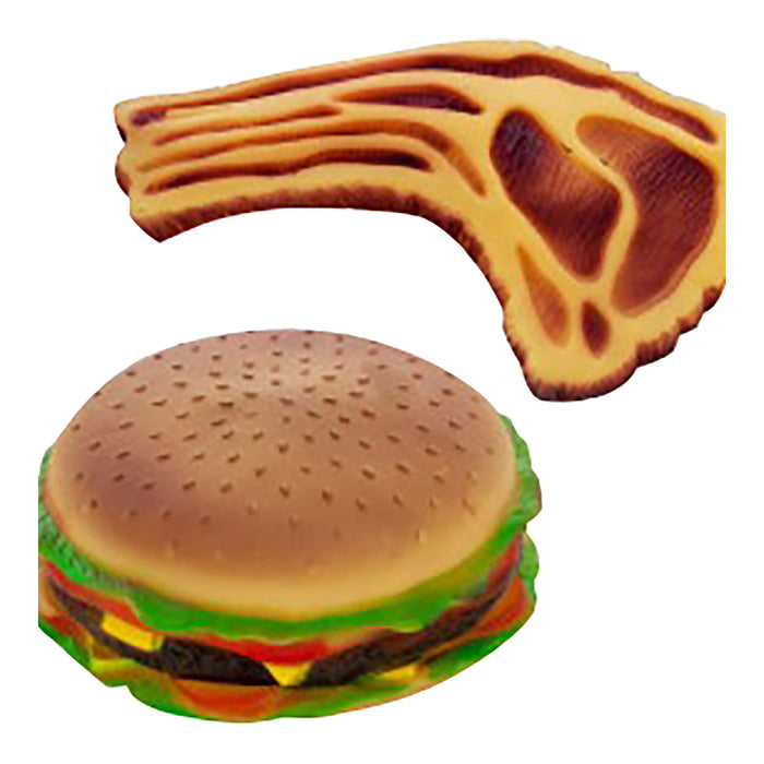 Squeaky Hamburgers & Steaks Dog Toy, Assorted