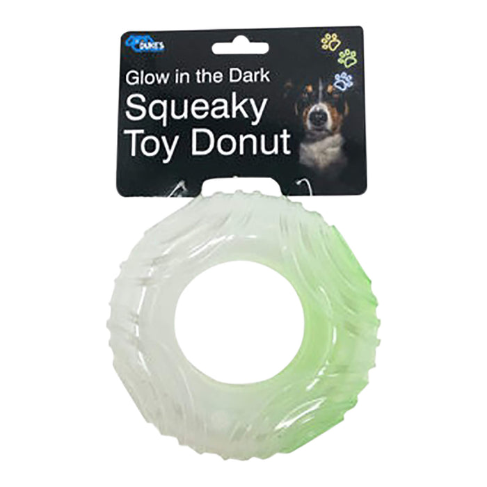 Glow in the Dark Squeaky Toy Donut, 5.5"D