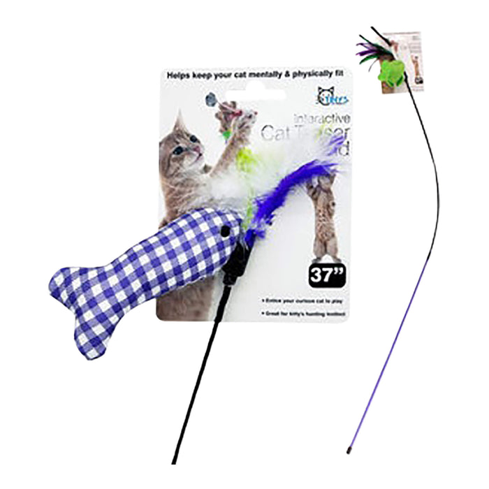 37"L Cat Teaser Wand with Ribbon and Toy, Assorted