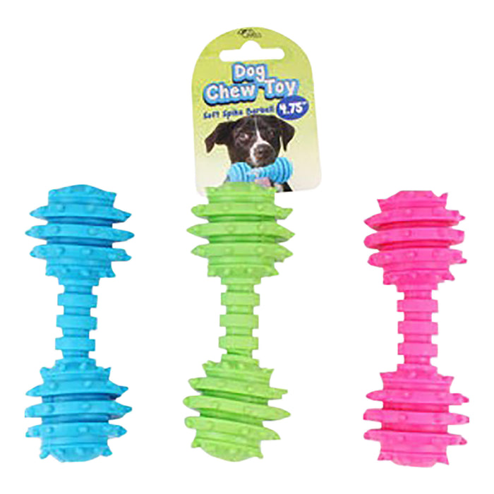 Soft Puppy Spike Barbell Chew Toy, Assorted, 4.75"L