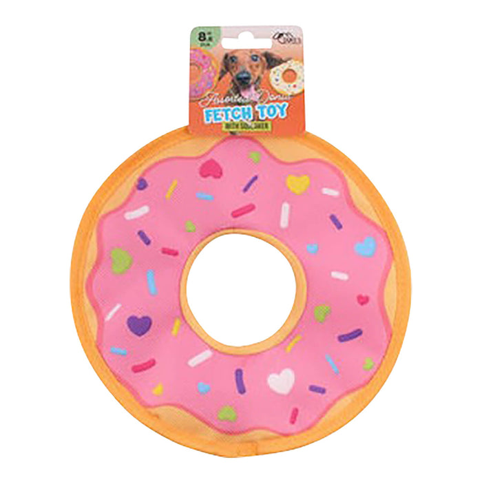 Nylon Donut Flying Dog Fetch Toy with Squeaker, Assorted , 8.6"D