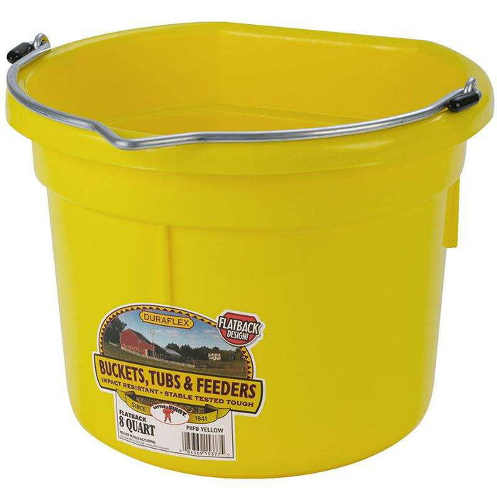 Flat Back Plastic Bucket, 8qt Color Yellow