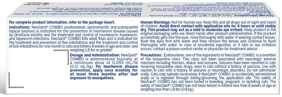 Nexgard Combo Topical for Cats - Jeffers - Animal Health & Wellness > Flea & Tick Control