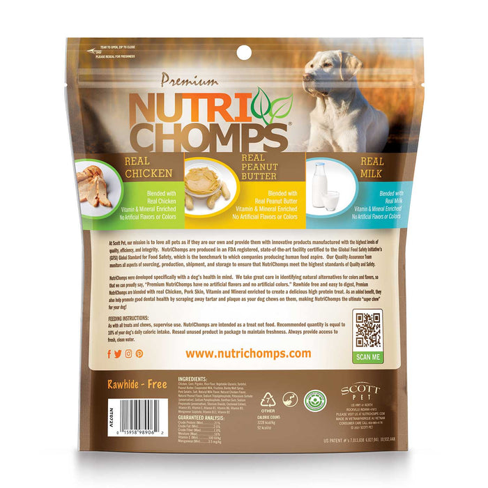 NutriChomps 12CT 6' Assorted Flavor Wrapped Twist - 6.35 oz Chicken, Milk and Peanut Butter 