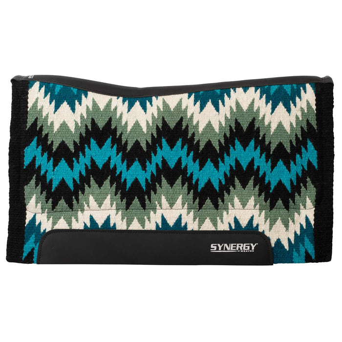 Weaver Synergy Contoured Performance Wool and Felt Stampede Saddle Pad Color Green & Cream