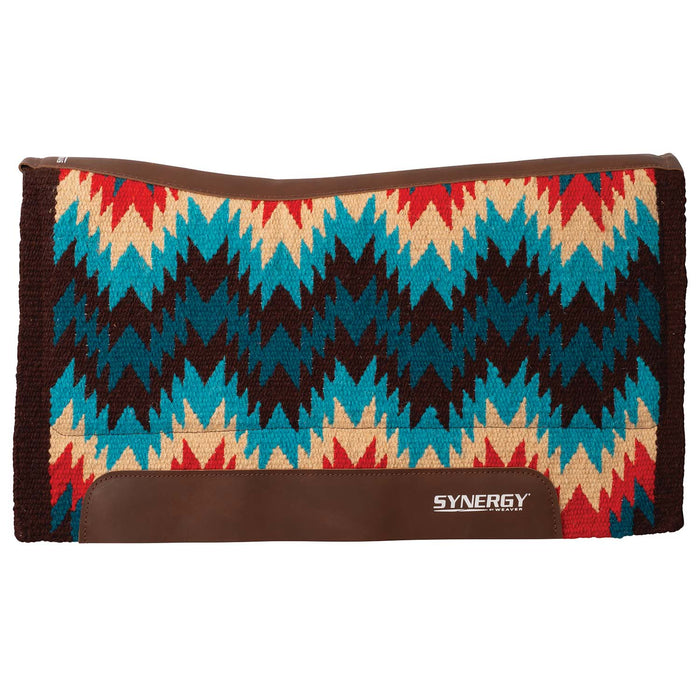 Weaver Synergy Contoured Performance Wool and Felt Stampede Saddle Pad Color Turquoise & Red