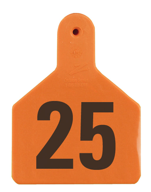 Z Tags Numbered Ear Tags (Calf), 25 count - Orange 1-25 