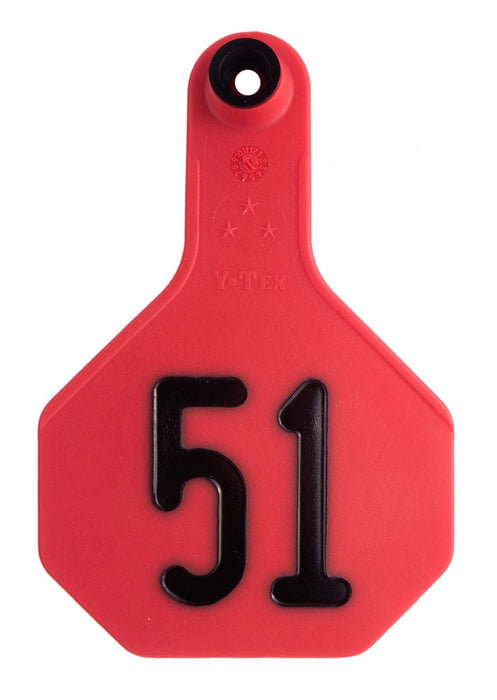 Y-Tex Numbered Cattle Ear Tag ID, Medium - Red 176-200 