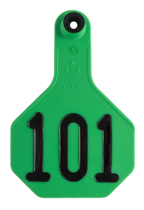 Y-Tex Numbered Cattle Ear Tag ID, Medium - Green 126-150 