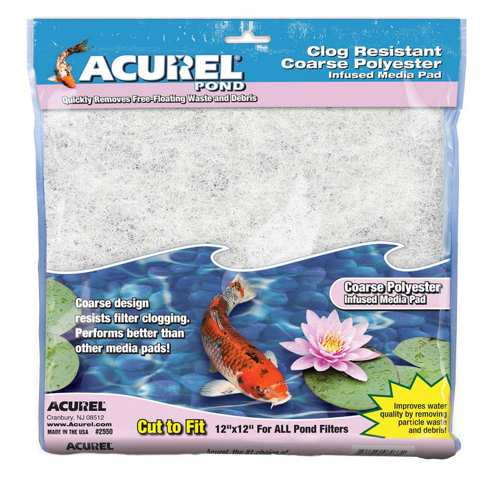 Acurel Coarse Polyester Pond Media Pad, White, 12' x 12' - Jeffers - Fish Supplies > Fish Supplies