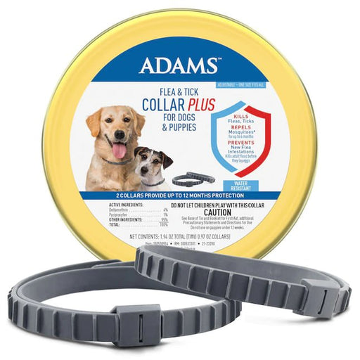 Adams Premium Flea & Tick Collar Plus for Dogs (2 - pack/Gold Tin) - Jeffers - Animal Health & Wellness > Flea & Tick Control